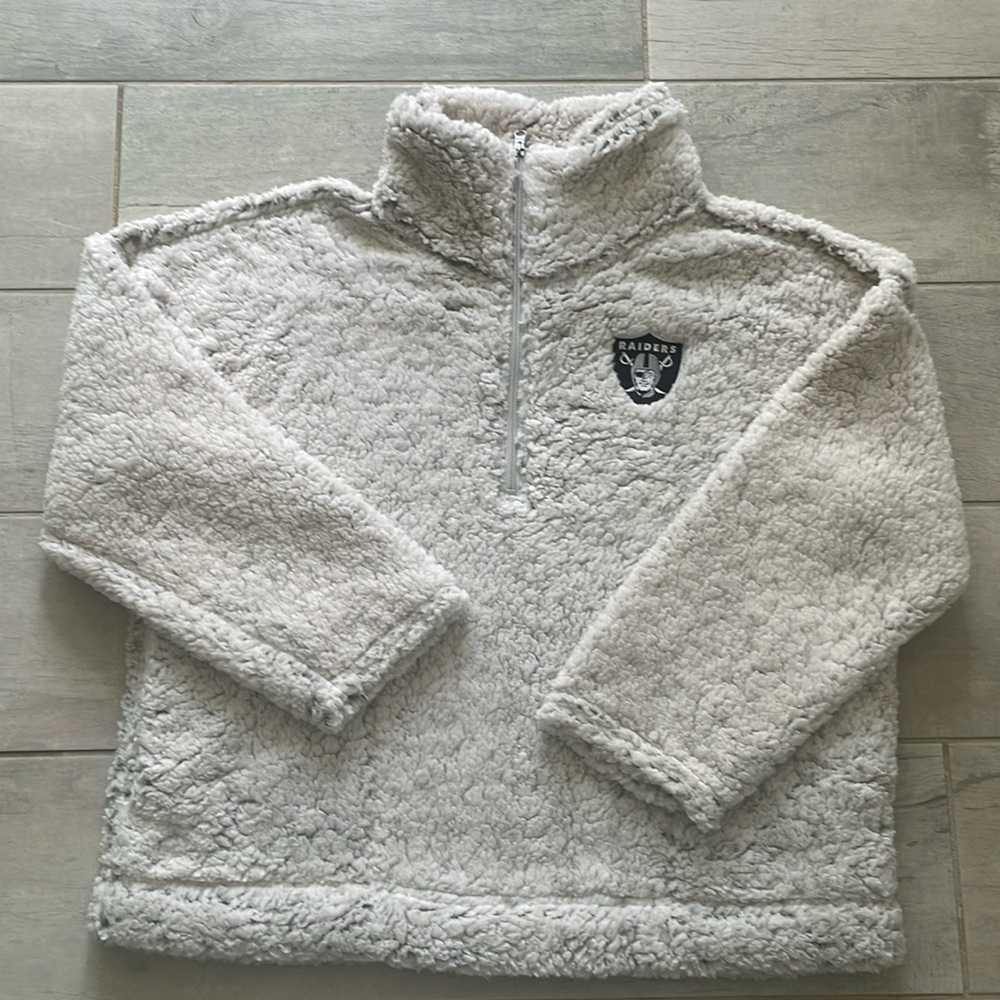 NFL APPAREL women’s Raiders SHERPA PULL OVER JACKET size xl NWT